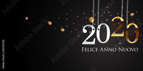 2020 New Year Italian greeting card (Felice Anno Nuovo 2020). Italian 2020 New Year Version. Italian 2020 Happy New Year background Version.