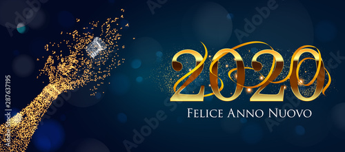 2020 New Year Italian greeting card (Felice Anno Nuovo 2020). Italian 2020 New Year Version. Italian 2020 Happy New Year background Version.
