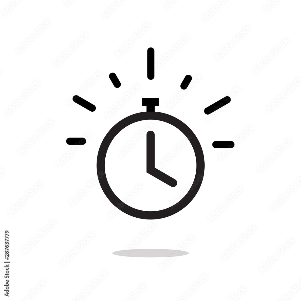 Stopwatch or timer with fast time count down icon vector, line outline