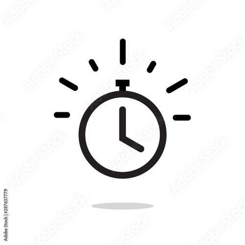 Stopwatch or timer with fast time count down icon vector, line outline chronometer symbol or pictogram