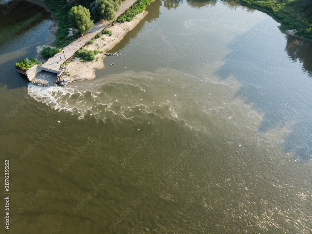 Ecological disaster, sewage discharge to the Vistula river near Warsaw, Poland