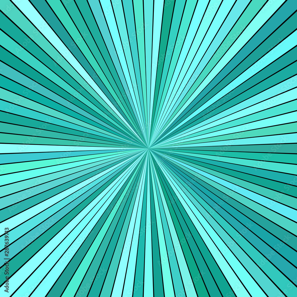 Fototapeta premium Turquoise hypnotic abstract striped star burst background design - vector explosion illustration