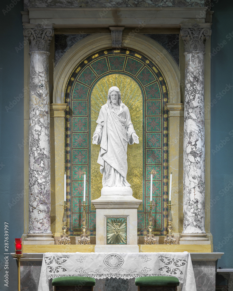 Shrine with full body sculpture inside the Cathedral of the Sacred Heart in Richmond, Virginia