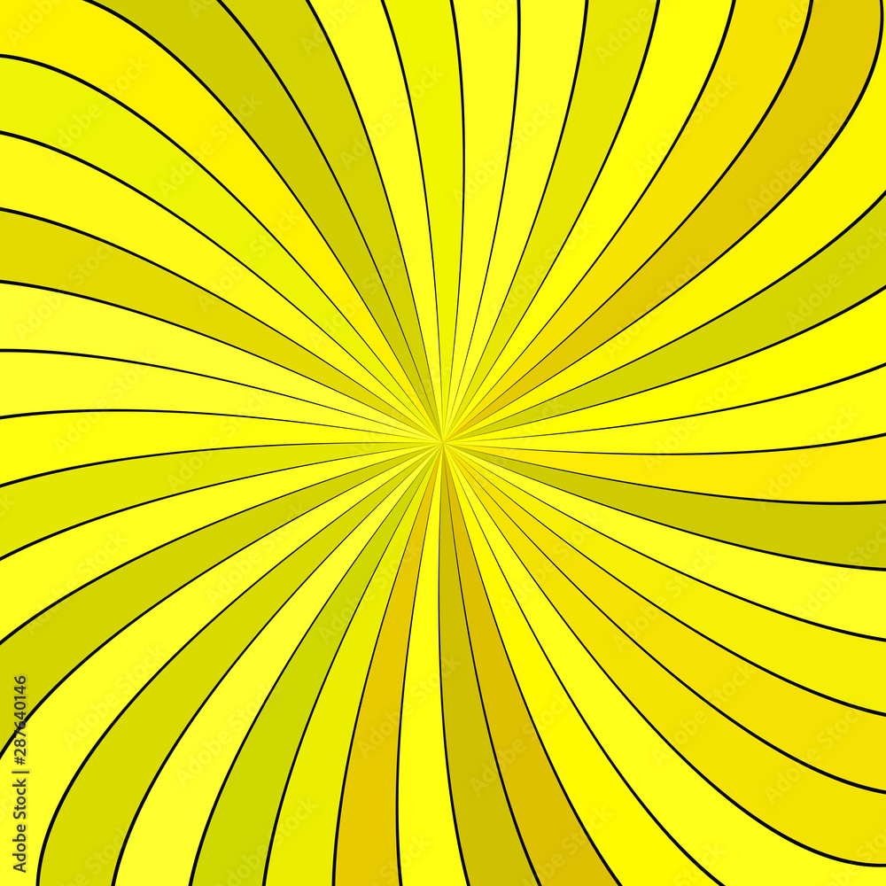 Obraz premium Yellow abstract hypnotic spiral ray burst stripe background - vector graphic design