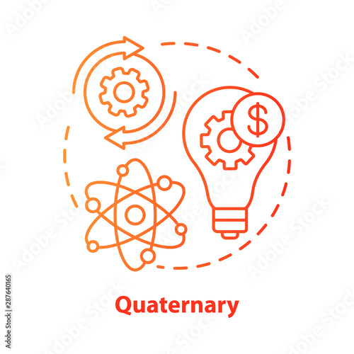 Quaternary red concept icon. Knowledge sector idea thin line illustration. Information-based service. Research and development. Economy sector. Vector isolated outline drawing. Editable stroke