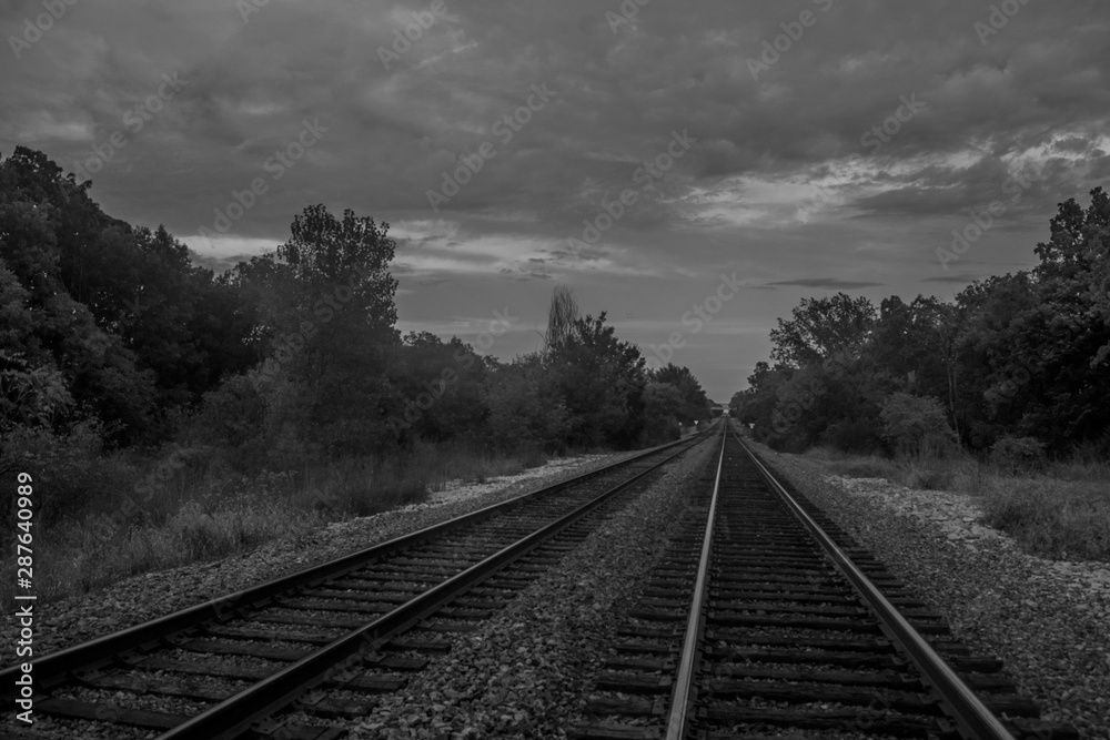 railway tracks in sunset