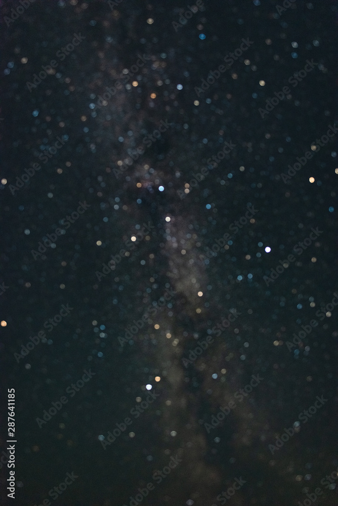 Milky way in the night summer sky out of focus