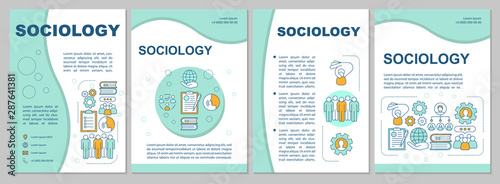 Sociology brochure template layout. Social research, sciences. Flyer, booklet, leaflet print design with linear illustrations. Vector page layouts for magazines, annual reports, advertising posters photo