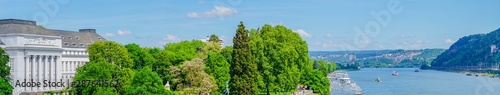 Panorama Kurfürstliches Schloss und Rhein mit Schiffen Koblenz photo