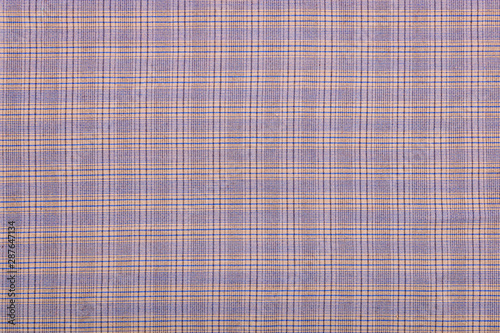 Checkered fabric. brown beige blue checkered fabric closeup , tablecloth texture