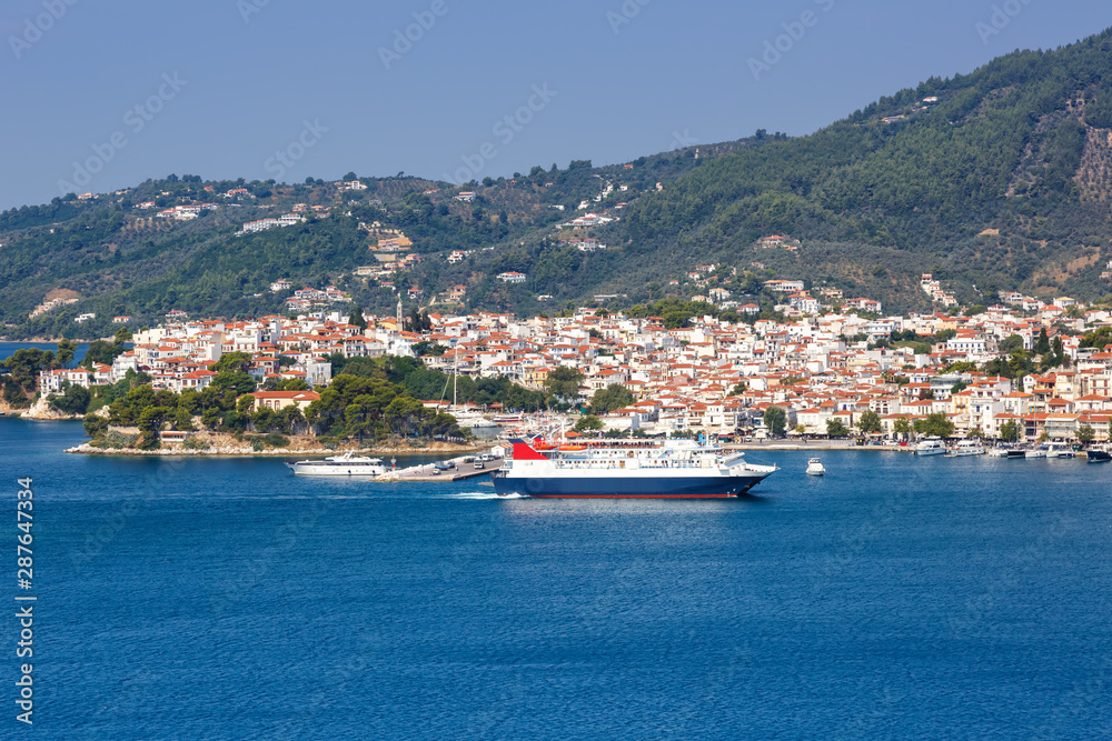 Skiathos island Greece city overview town Mediterranean Sea Aegean landscape travel