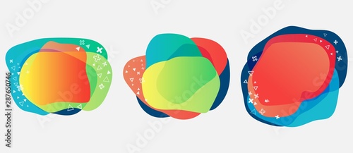 Set of organic liquid flowing shapes colorful