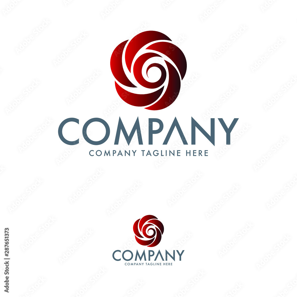 Letter G red rose logo design template