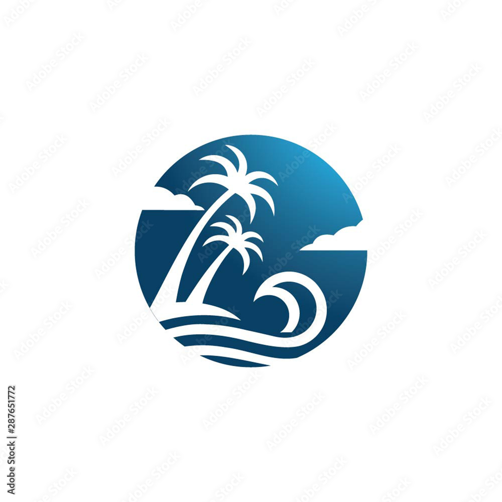 creative tree coconut and landscape logo template