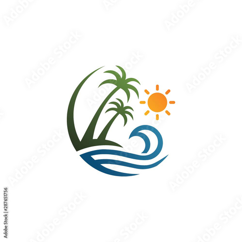 creative tree coconut and landscape logo template