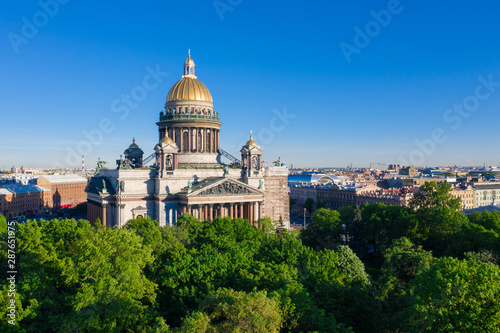Saint Petersburg. Saint Isaac's Cathedral. Museums of Petersburg. St. Isaac's Square. Summer in St. Petersburg. St. Aerial view frome drone. Russia