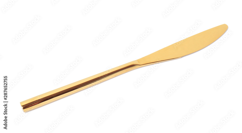 Stylish clean gold knife on white background Stylish clean gold knife on white background