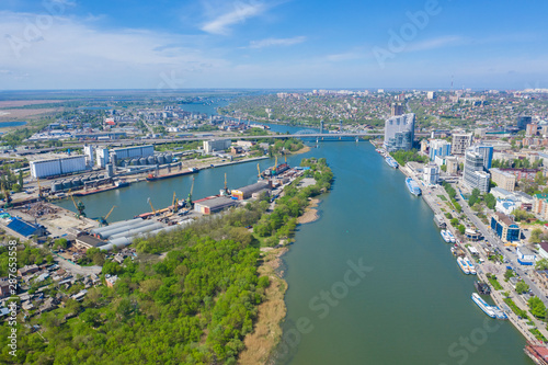 Aerial view of Rostov-on-Don and River Don. Russia