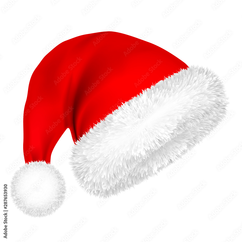 Christmas Santa Claus Hat With Fur. New Year. Winter Cap. Vector  illustration. Stock-Vektorgrafik | Adobe Stock
