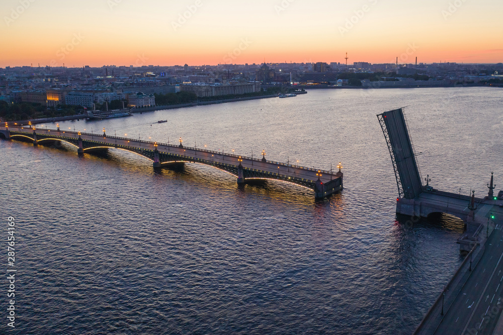 Petersburg Russia. Petersburg bridges. Trinity Bridge. White nights in Petersburg. Cities of Russia.