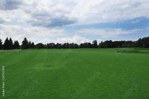 Beautiful view of golf course with green grass