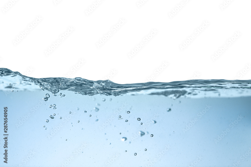 Clear fresh water wave on blue background - obrazy, fototapety, plakaty 