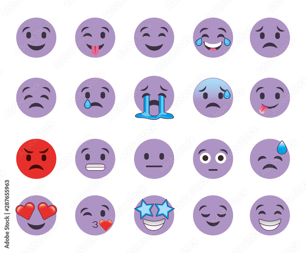 Fototapeta premium emoticon faces gestures bundle icons