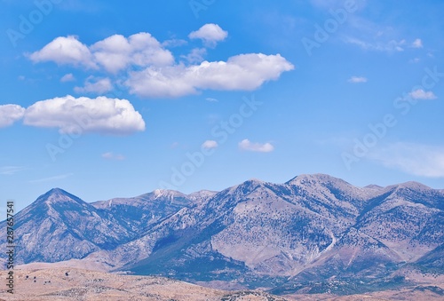 Albanian mountains Korab background image with blue sky on the background.No people.