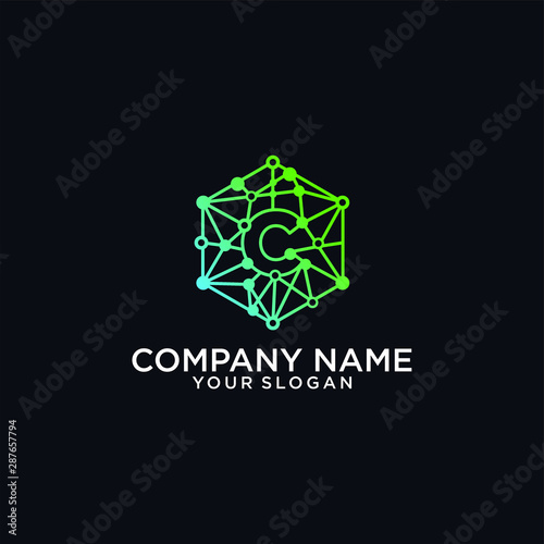 logo Technology abstract dot connection cross vector logo 
