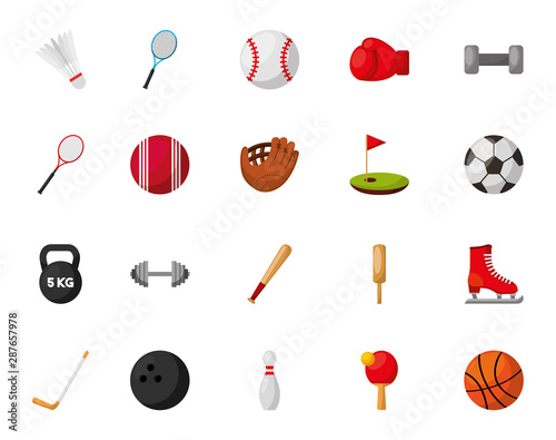 bundle of sports equipment icons