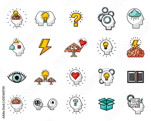 bundle of brain storming set icons