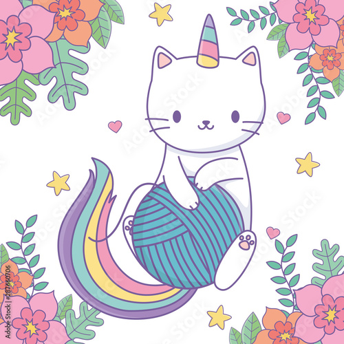 Unicorn cat cartoon vector design