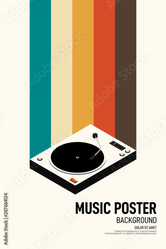 Music poster design template background vintage retro style
