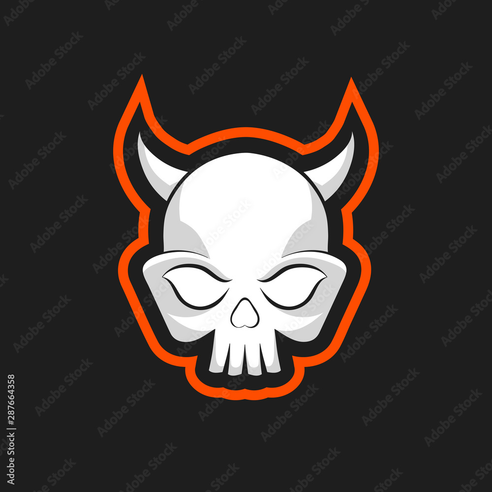 Skull icon. Skull with horns logo design template