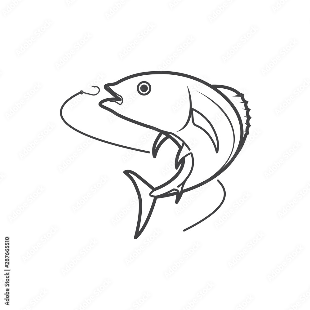Fototapeta premium Fishing tuna, vector icon illustration