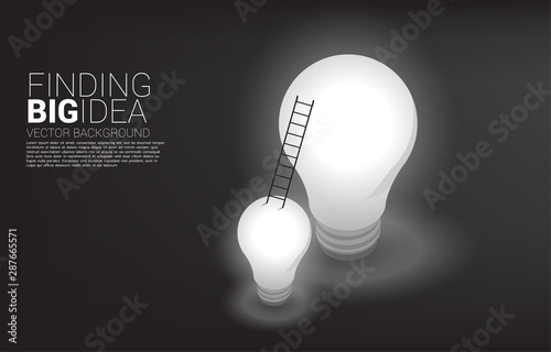 ladder from small light bulb to the big one. Business concept for finding big idea and design thinking