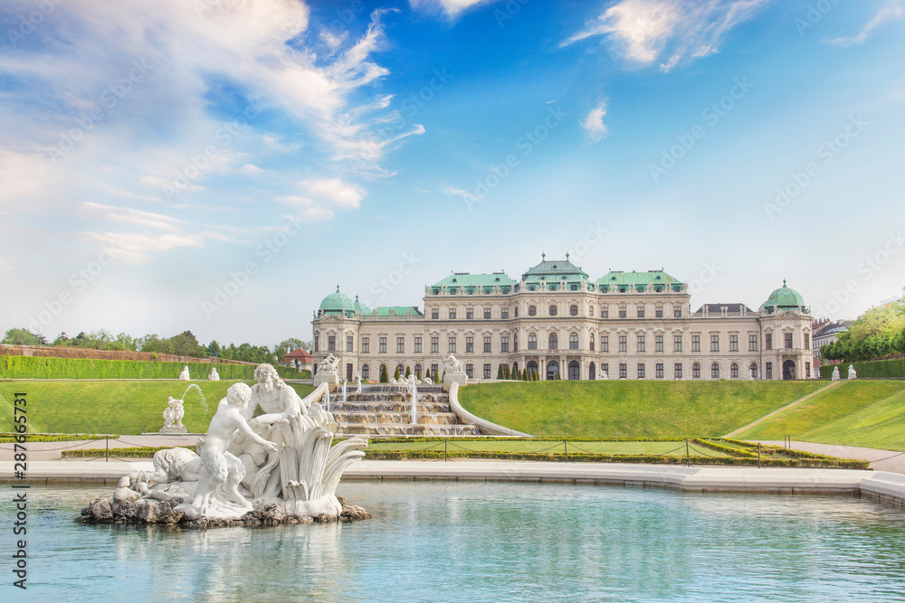 Beautiful view of the Belvedere Palace in Vienna, Austria