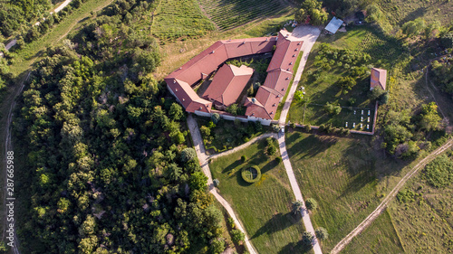 Aerial view of Rojen monastery. Monastery in the mountains photo
