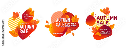 Set of autumn fall season abstract backgrounds.