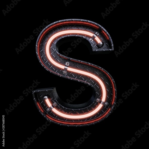 Neon Light Letter A with red neon lights.