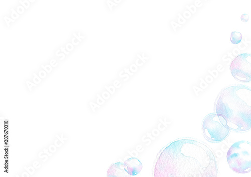 soap air bubbles, Undersea effect, watercolor hand painting isolate on white background