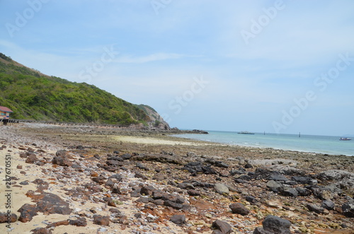 stones rock coast of the sea blue sky  thailand