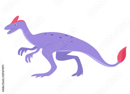 Oviraptor in cartoon style Isolated on a white background. Vector graphics.