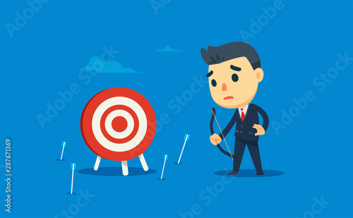 a businessman missed the target. vector illustration