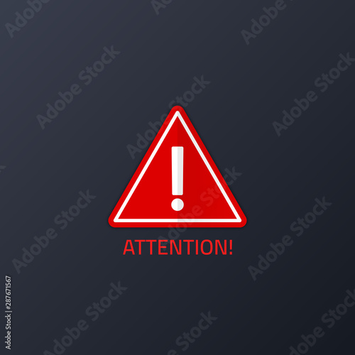 attention warning attacker alert sign with exclamation mark. beware alertness of internet danger symbol. shield line icon for VPN. Cyber security protection concept. vector illustration. eps10