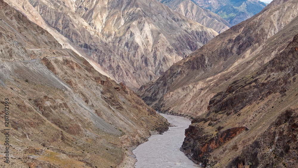 Nujiang river along Nujiang canyon in Tibet, China.