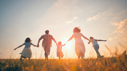 Happy family on autumn walk
