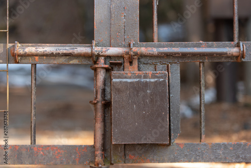 Close up of locked gate