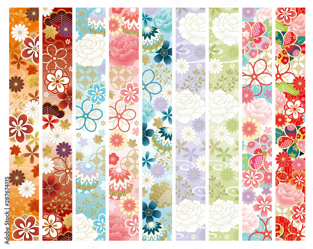 和柄ライン華やかな花シリーズ Stock Vector Adobe Stock