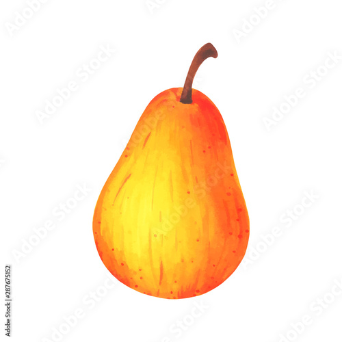realistic yellow pear isolated on white background. Vector illustration